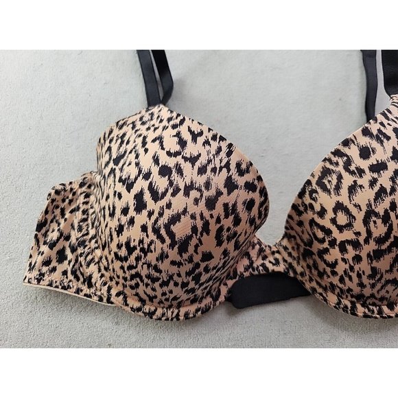 Victoria's Secret Lined Demi Bra 34C Smooth Underwired Leopard Print - Picture 2 of 10